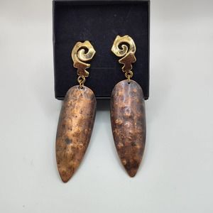 Copper Leaf Earrings, Vintage,